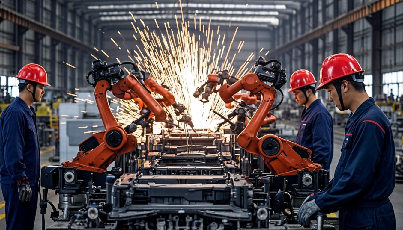 Industrial manufacturing facility with production equipment and quality control