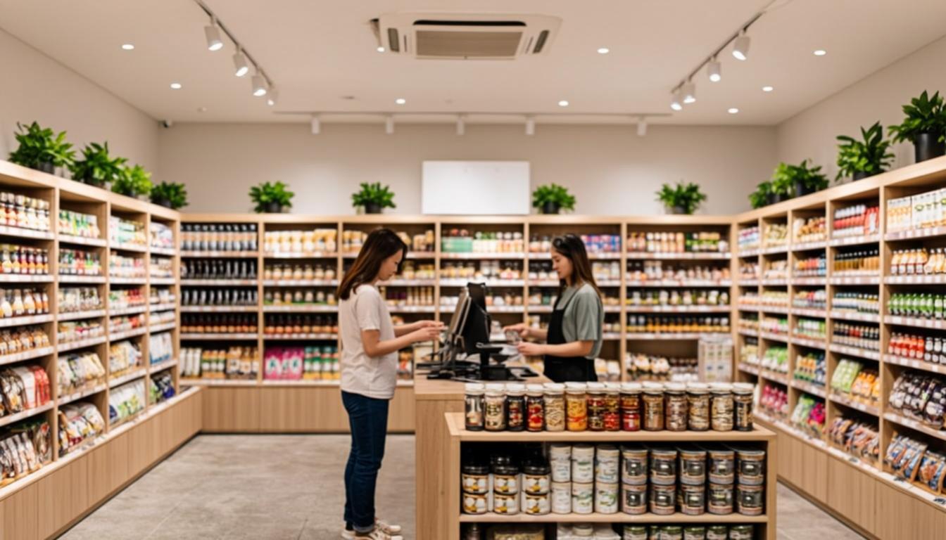 Modern retail store interior with integrated POS system